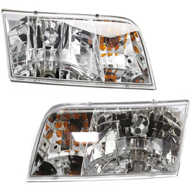 1998–2011 Ford Crown Victoria Headlight Set Left and Right Side Halogen w/ Bulb(s) (Set of 2) | OEM Fit