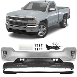 2016-2018 Chevrolet Silverado 1500 Front Bumper Chrome & Fog Lights Kit | OEM Fit