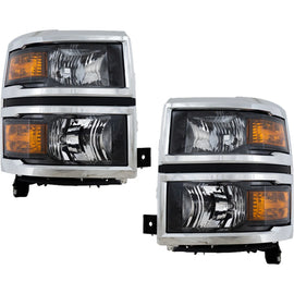 2014–2015 Chevrolet Silverado 1500 Headlight Set LT / WT Halogen Chrome | OEM Fit