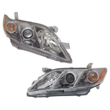 Load image into Gallery viewer, 2007–2009 Toyota Camry Crystal Black JDM Amber Projector Headlight Set Pair | OEM Fit