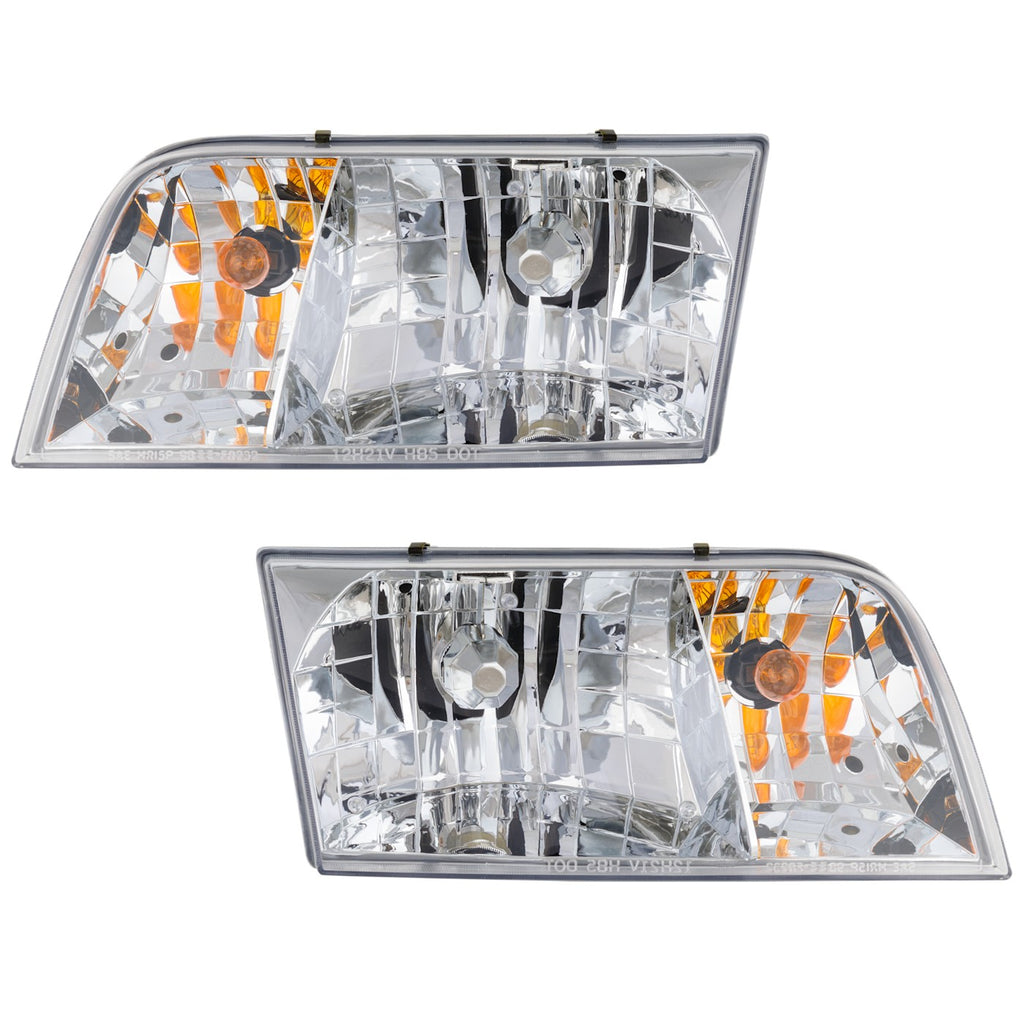 1998–2011 Ford Crown Victoria Headlight Set Driver & Passenger Side Halogen Pair 2Pc | OEM Fit
