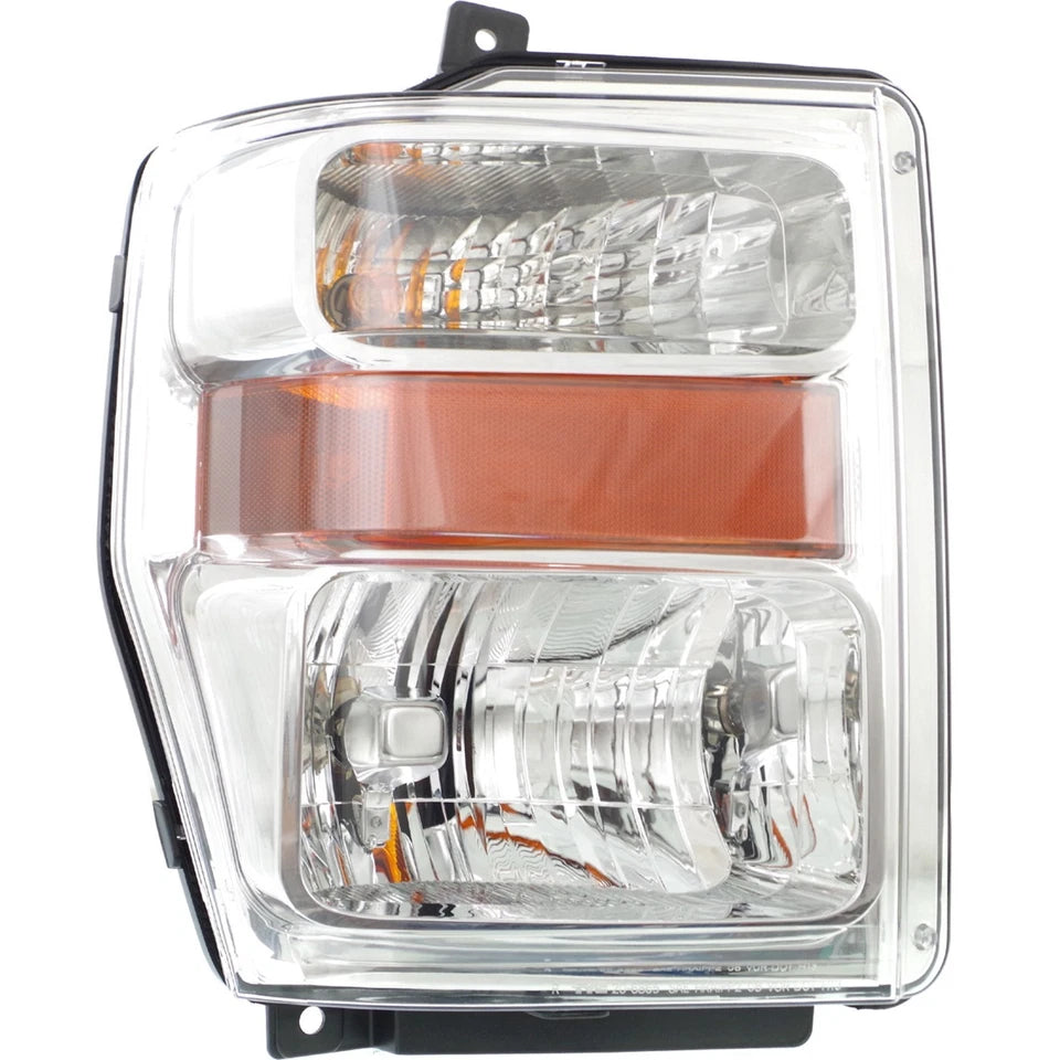 2008–2010 Ford F-250 Super Duty Headlight Set Driver & Passenger Side Halogen with Bulbs Chrome | OEM Fit
