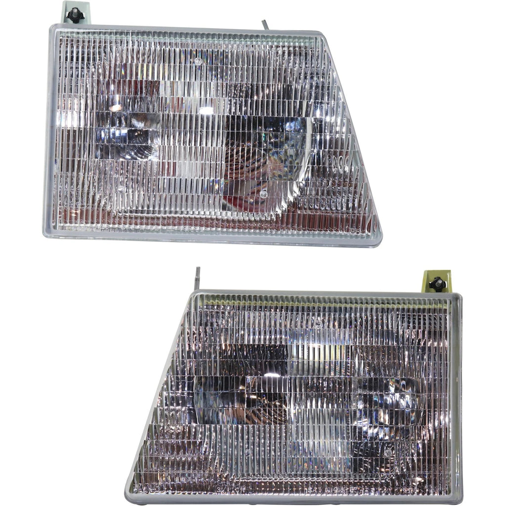 1992–1996 Ford E-350 Econoline Headlight Set Left and Right Side Halogen w/ Bulb(s) | OEM Fit