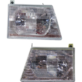 1992–1996 Ford E-350 Econoline Headlight Set Left and Right Side Halogen w/ Bulb(s) | OEM Fit