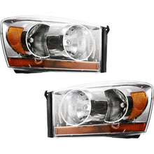 Load image into Gallery viewer, 2006–2008 Dodge Ram 1500 Headlight Assembly Set Left and Right Side Chrome w/ Bulb(s) | OEM Fit