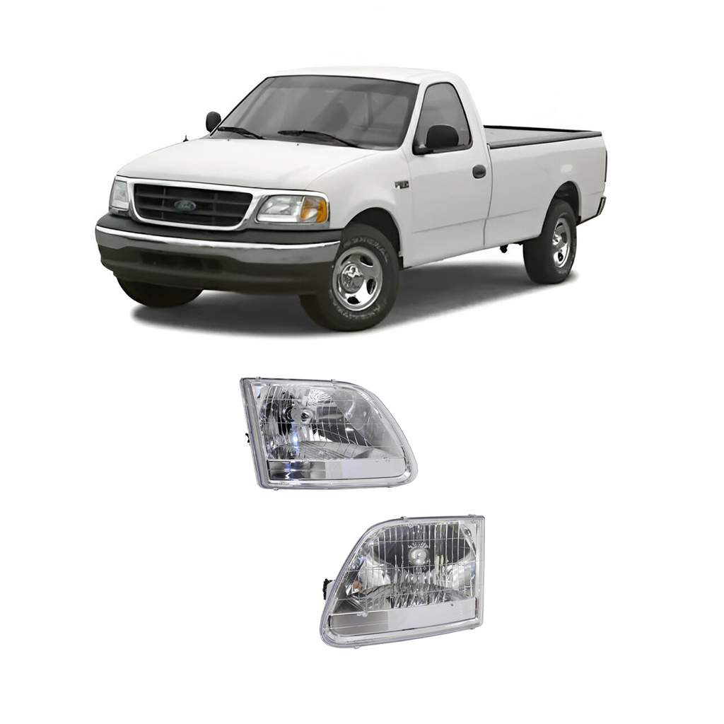 2001–2003 Ford F-150 Headlight Set Left and Right Side Halogen w/ Bulb(s) | OEM Fit