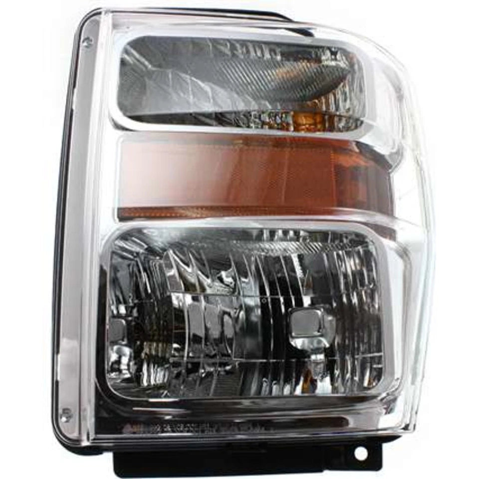 2008–2010 Ford F-250 Super Duty Headlight Set Driver & Passenger Side Halogen with Bulbs Chrome | OEM Fit