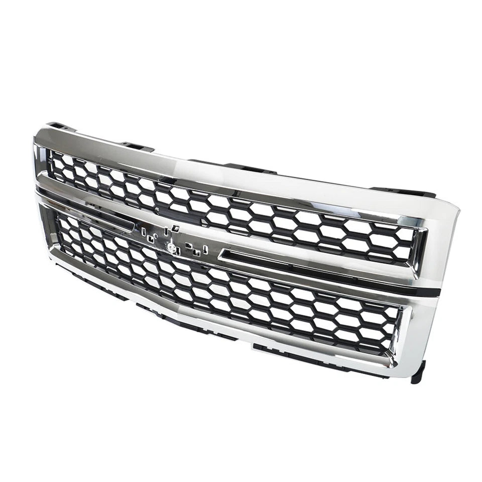 2014–2015 Chevrolet Silverado 1500 Front Upper Grille Grill Chrome | OEM Fit