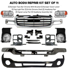 Load image into Gallery viewer, Front Chrome Bumper Kit &amp; Bumper Brackets For 2003-2006 GMC Sierra 1500