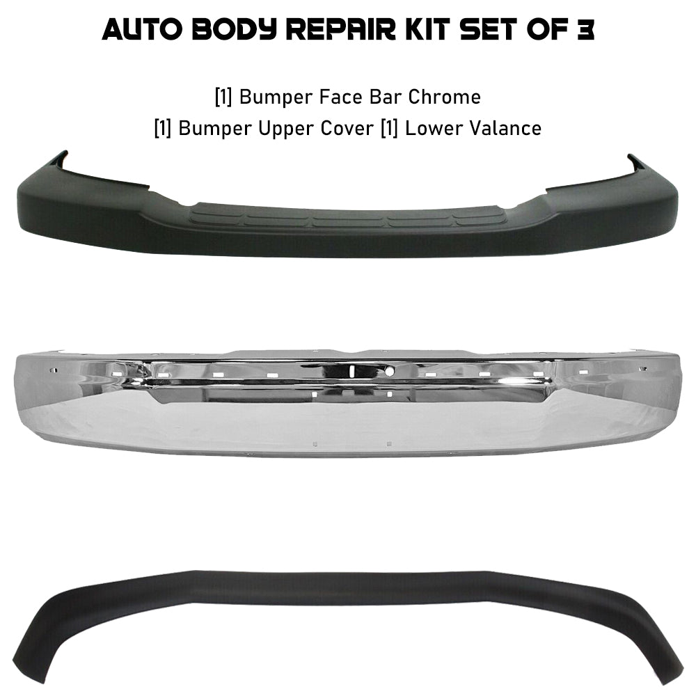 Front Bumper Chrome & Valance Kit For 2003-2023 Chevrolet Express / GMC Savana 1500 2500 3500 4500