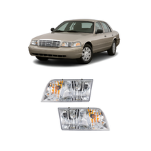 Load image into Gallery viewer, 1998–2011 Ford Crown Victoria Headlight Set Driver &amp; Passenger Side Halogen Pair 2Pc | OEM Fit