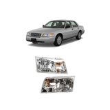 1998–2011 Ford Crown Victoria Headlight Set Left and Right Side Halogen w/ Bulb(s) (Set of 2) | OEM Fit