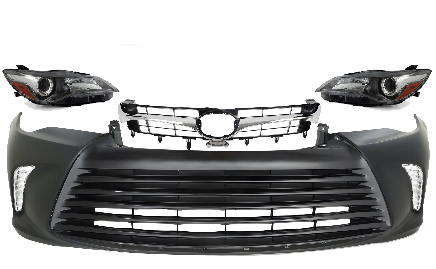 2015-2017 Toyota Camry Front Bumper Cover Primed & Headlights Assembly Kit | OEM Fit