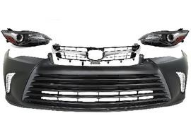 2015-2017 Toyota Camry Front Bumper Cover Primed & Headlights Assembly Kit | OEM Fit