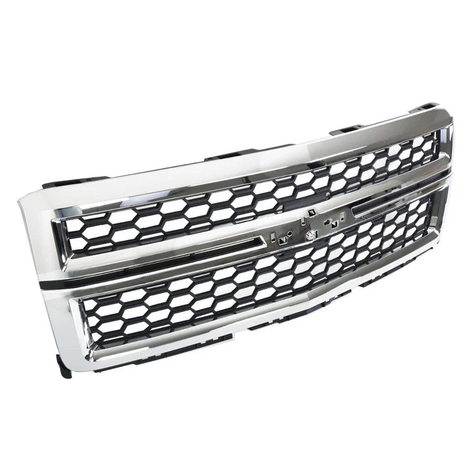 2014–2015 Chevrolet Silverado 1500 Front Upper Grille Grill Chrome | OEM Fit