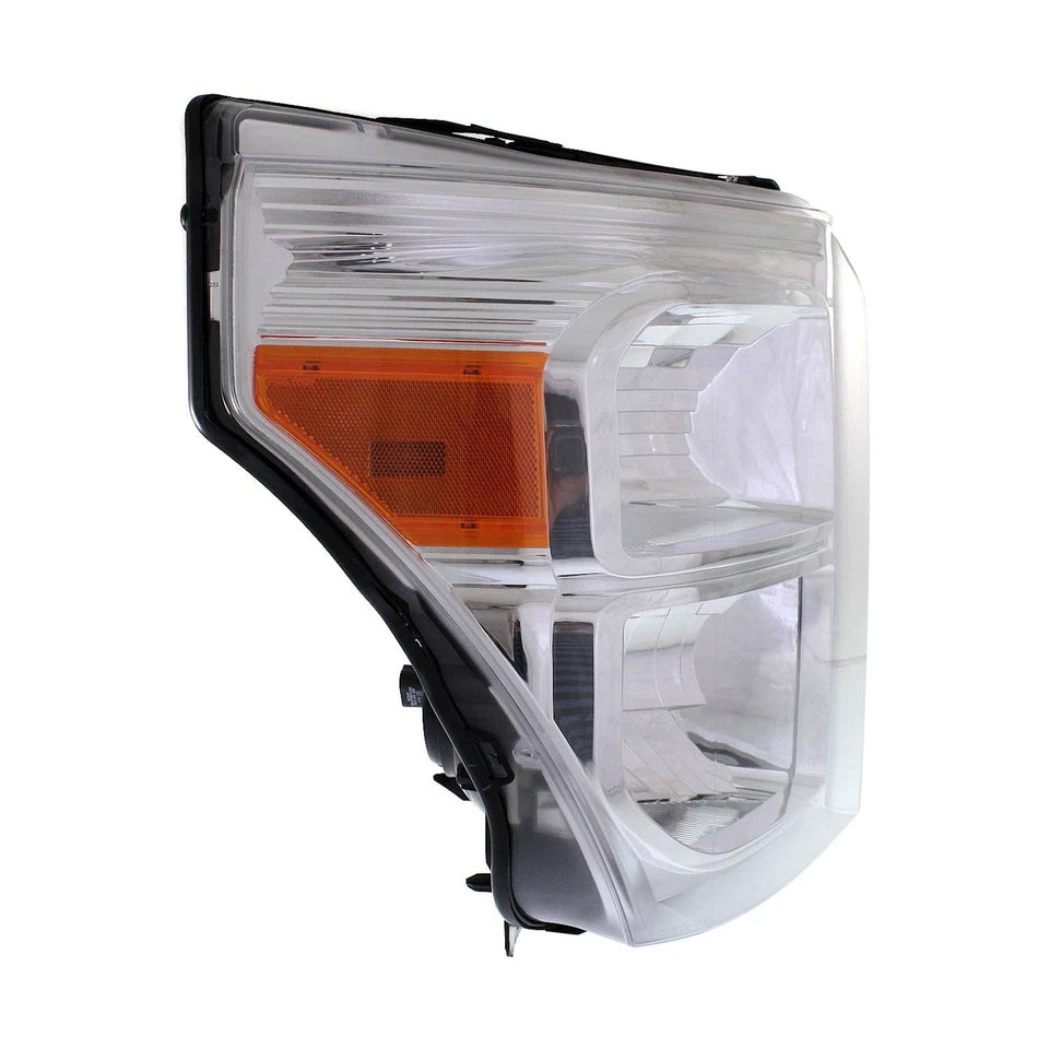 2011–2016 Ford F-250 Super Duty Headlight Set Driver & Passenger Side Halogen with Bulbs Chrome | OEM Fit