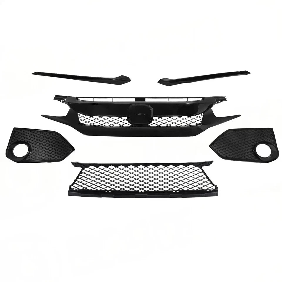 2016–2021 Honda Civic Type R Style Front Bumper Cover Kit W/ Grille | OEM Fit