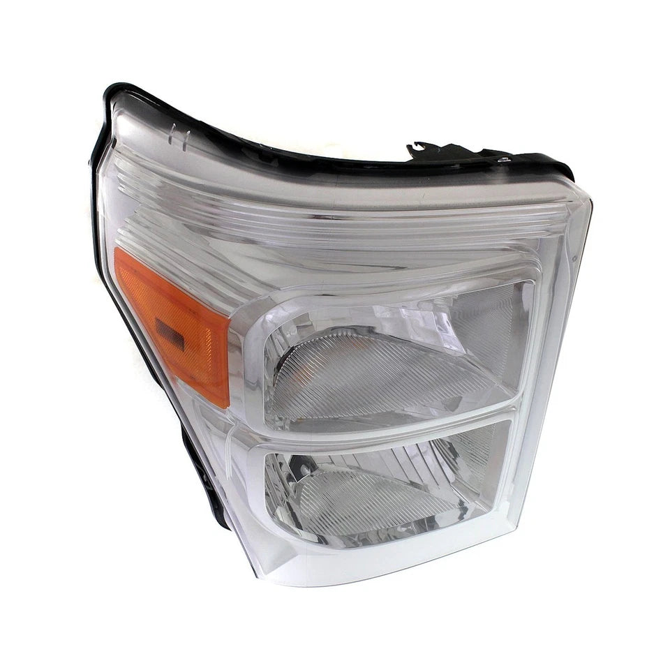 2011–2016 Ford F-250 Super Duty Headlight Set Driver & Passenger Side Halogen with Bulbs Chrome | OEM Fit