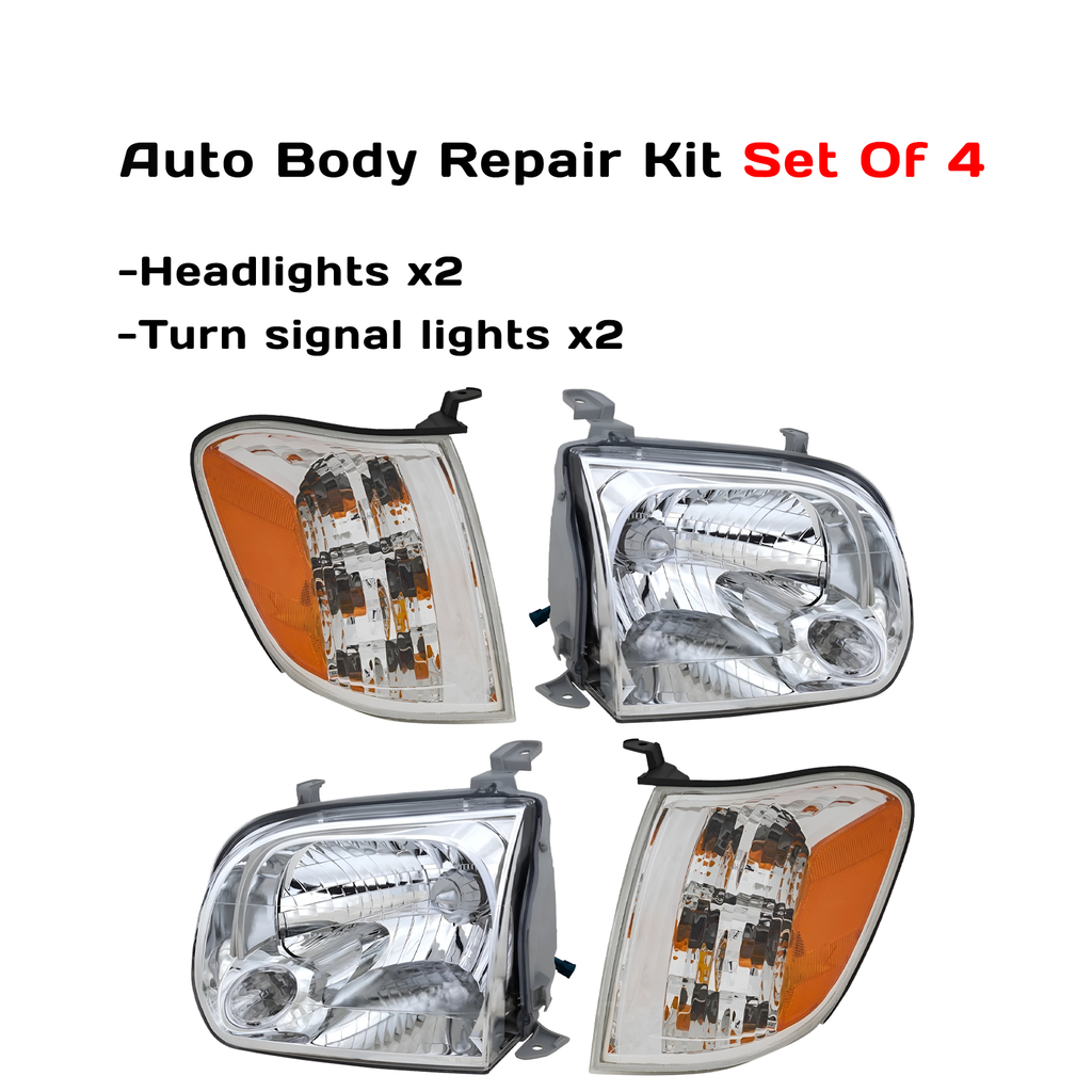 2005–2006 Toyota Tundra Headlight and Turn Signal Set Left and Right Side Halogen for Crew Cab | OEM Fit