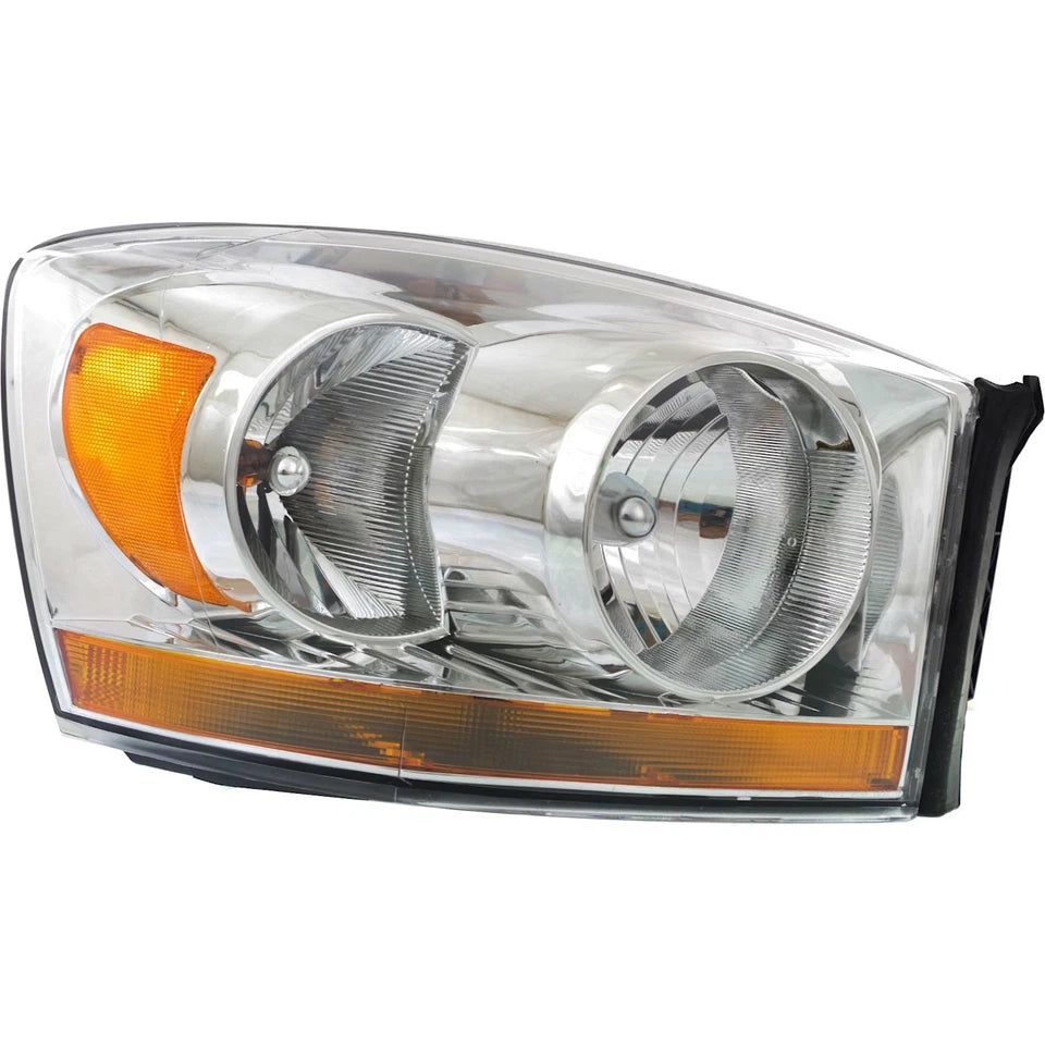 2006–2008 Dodge Ram 1500 Headlight Assembly Set Left and Right Side Chrome w/ Bulb(s) | OEM Fit