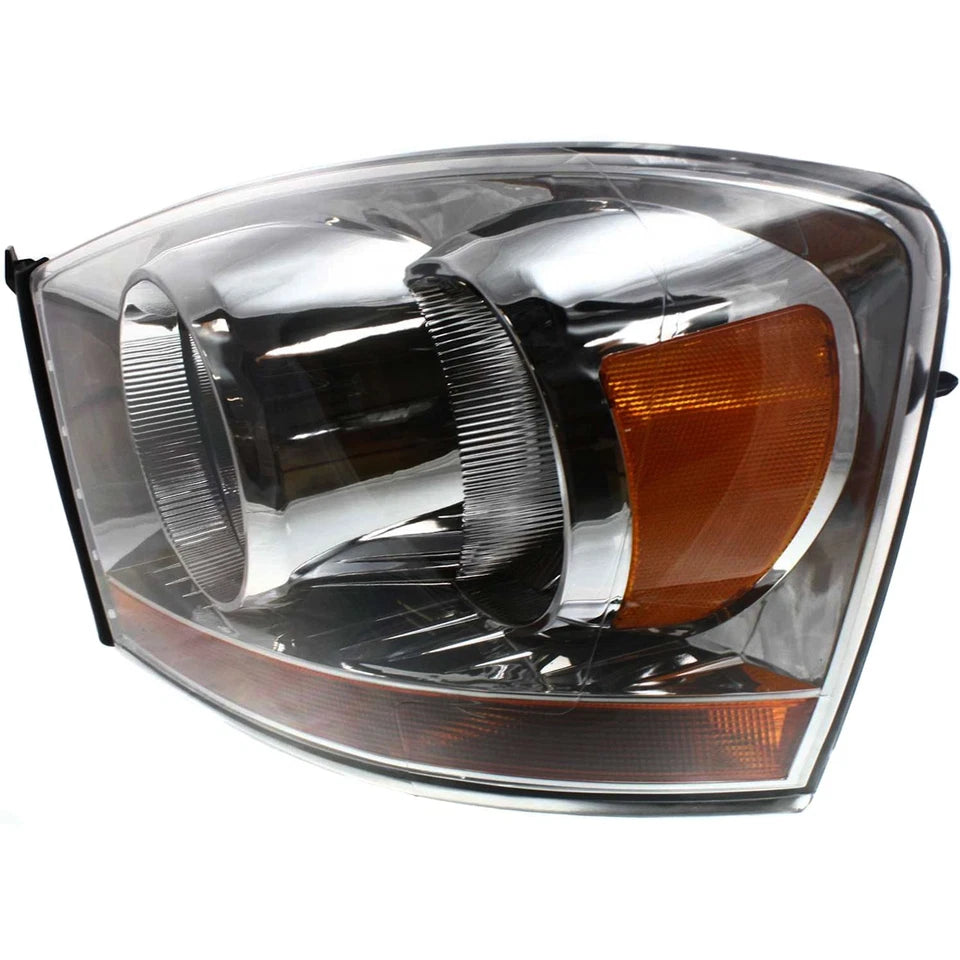 2006–2008 Dodge Ram 1500 Headlight Assembly Set Left and Right Side Chrome w/ Bulb(s) | OEM Fit