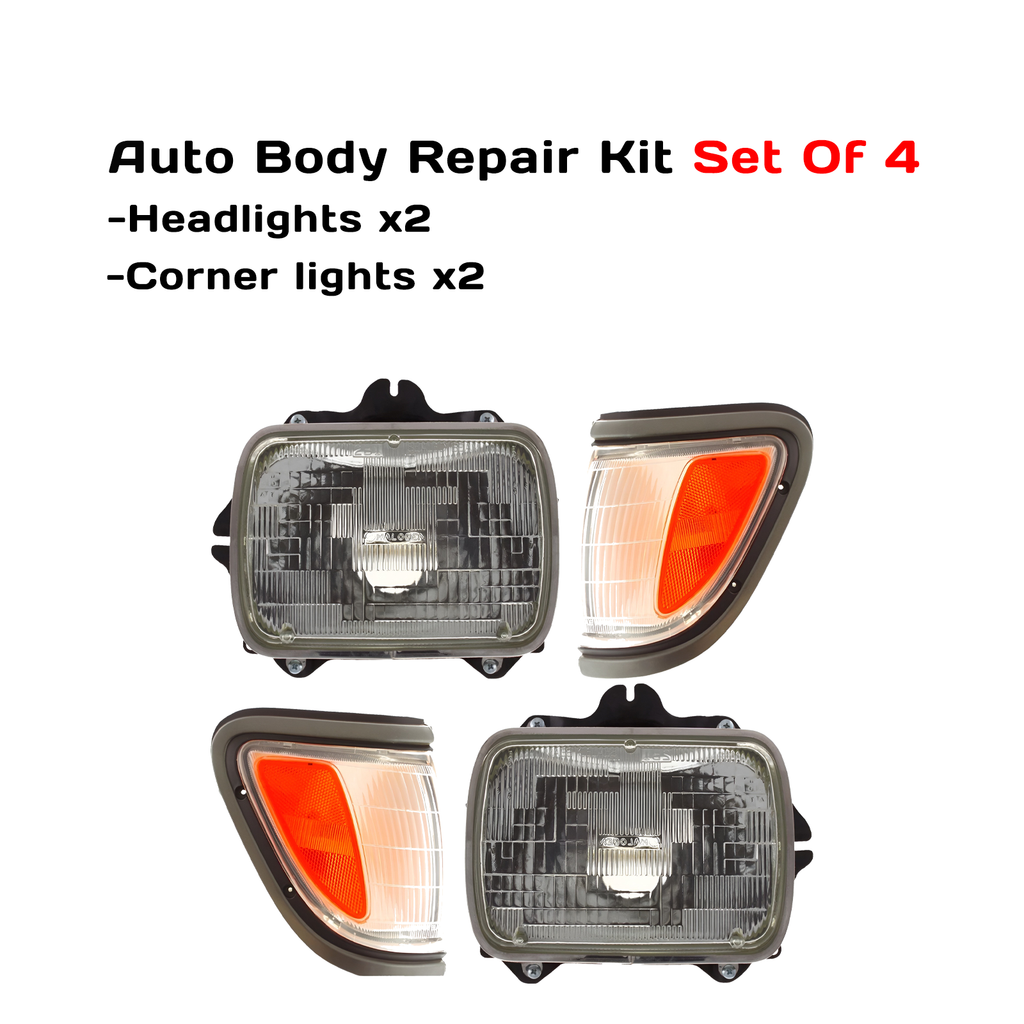 1995–1997 Toyota Tacoma Halogen Headlight Kit Left & Right Side Gray Trim | OEM Fit