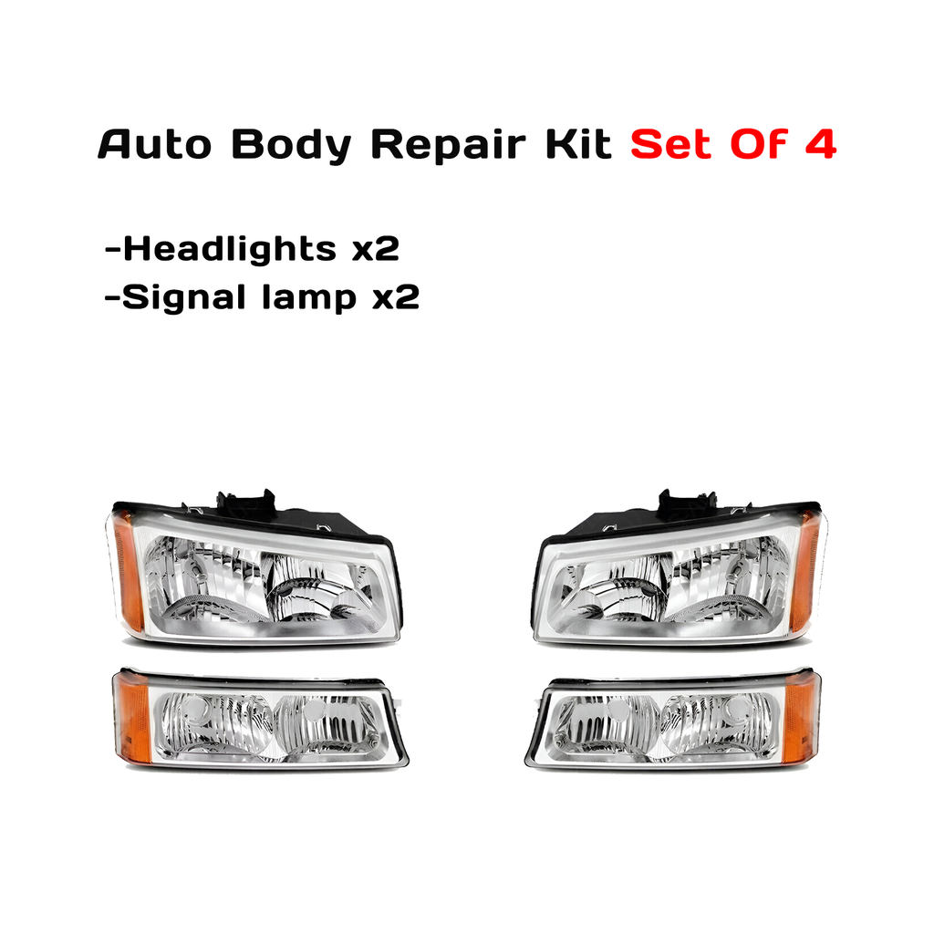 2003-2007 Chevrolet Silverado 1500 Front Headlights, Signal Lamps Chrome Plastic | OEM Fit