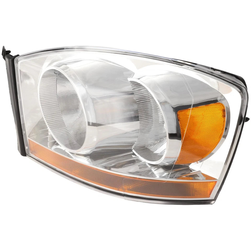 2006–2008 Dodge Ram 1500 Headlight Assembly Set Left and Right Side Chrome w/ Bulb(s) | OEM Fit