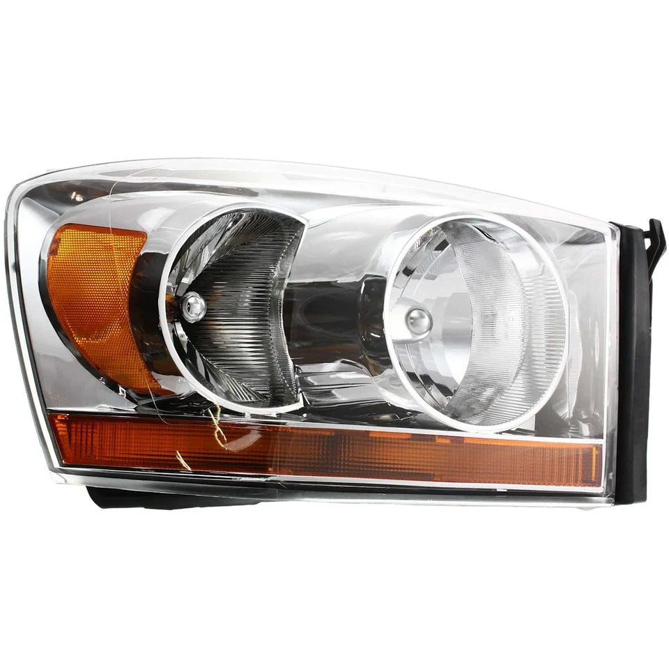 2006–2008 Dodge Ram 1500 Headlight Assembly Set Left and Right Side Chrome w/ Bulb(s) | OEM Fit