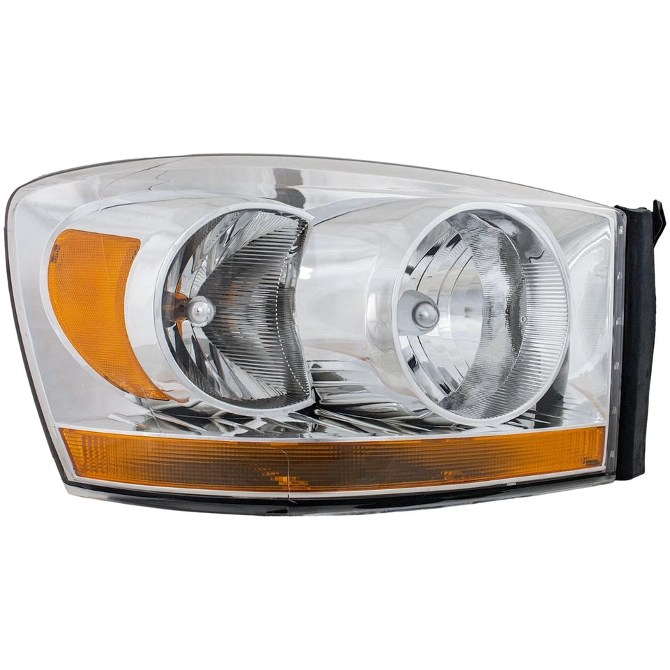 2006–2008 Dodge Ram 1500 Headlight Assembly Set Left and Right Side Chrome w/ Bulb(s) | OEM Fit