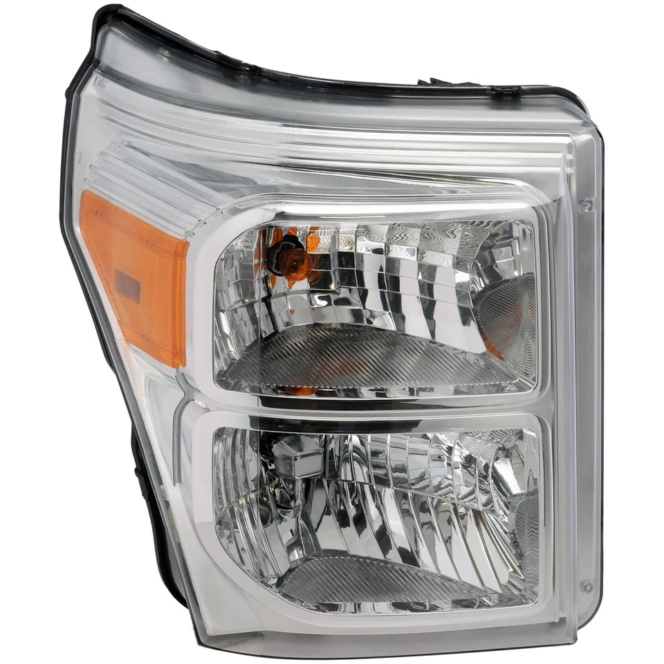 2011–2016 Ford F-250 Super Duty Headlight Set Driver & Passenger Side Halogen with Bulbs Chrome | OEM Fit