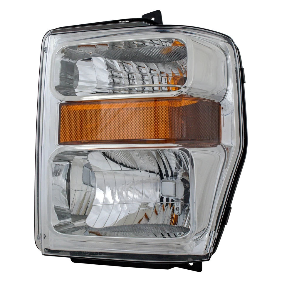 2008–2010 Ford F-250 Super Duty Headlight Set Driver & Passenger Side Halogen with Bulbs Chrome | OEM Fit