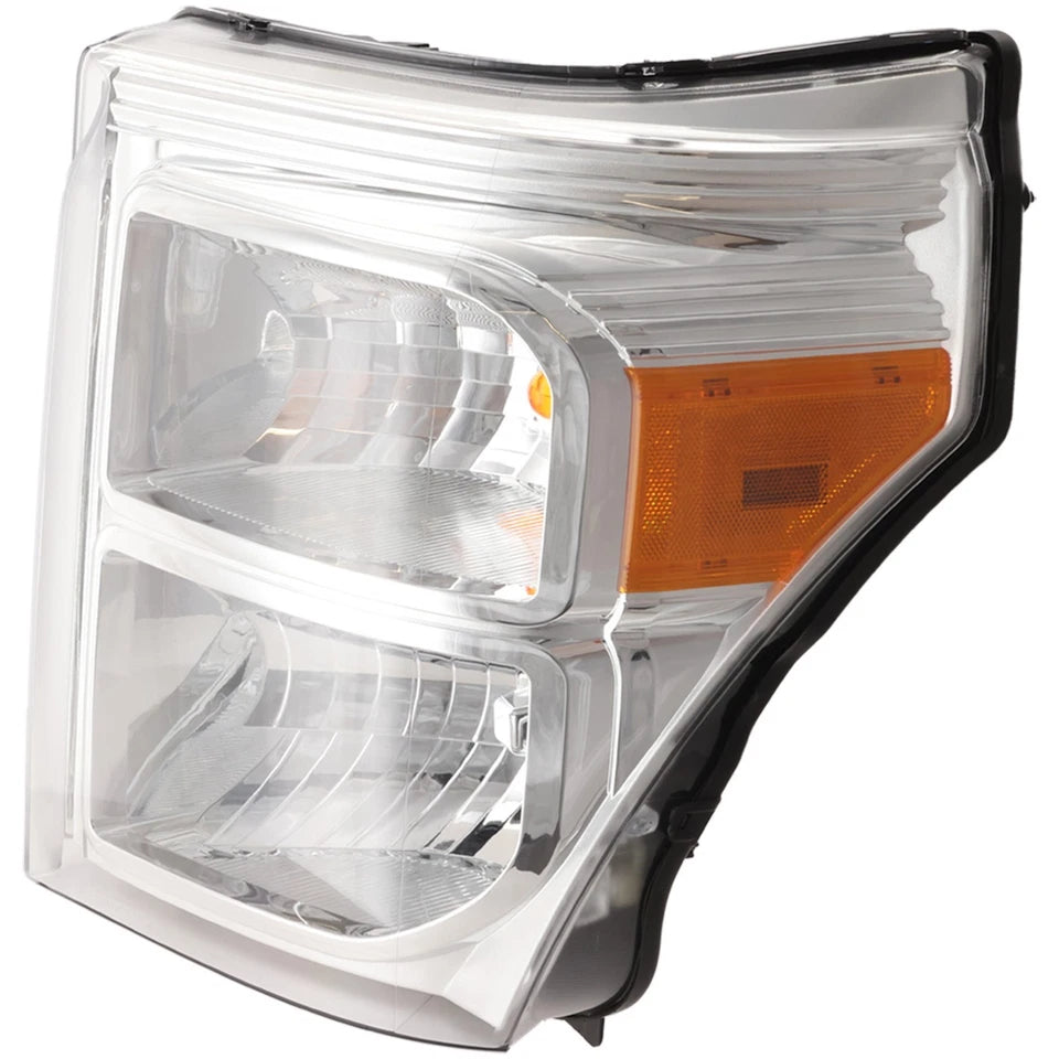 2011–2016 Ford F-250 Super Duty Headlight Set Driver & Passenger Side Halogen with Bulbs Chrome | OEM Fit