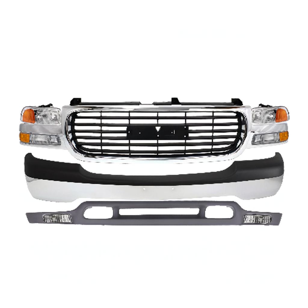 1999-2002 GMC Sierra / 2000-2006 Yukon Front Bumper Chrome & Grille Assembly Kit | OEM Fit
