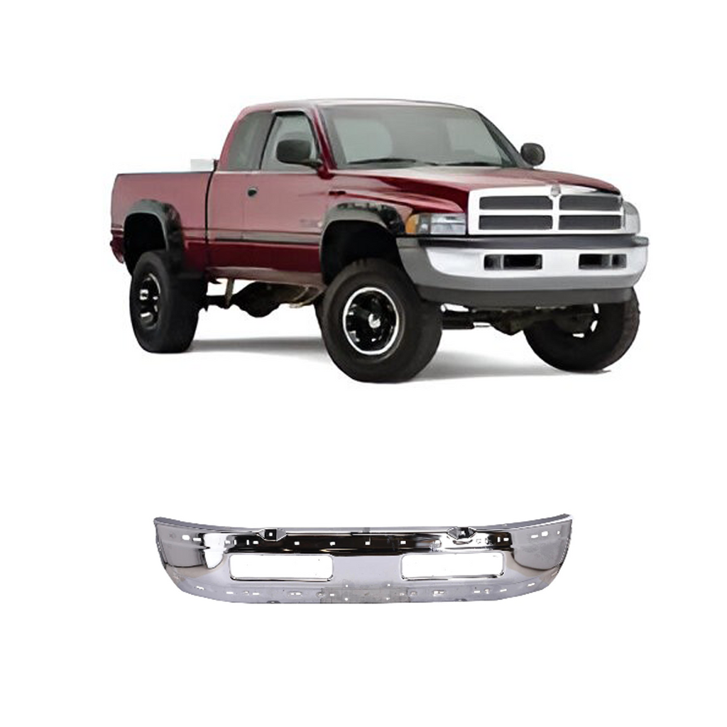 1994–2001 Dodge Ram 1500 / 1994–2002 Ram 2500 & 3500 Front Bumper Chrome Steel | OEM Fit