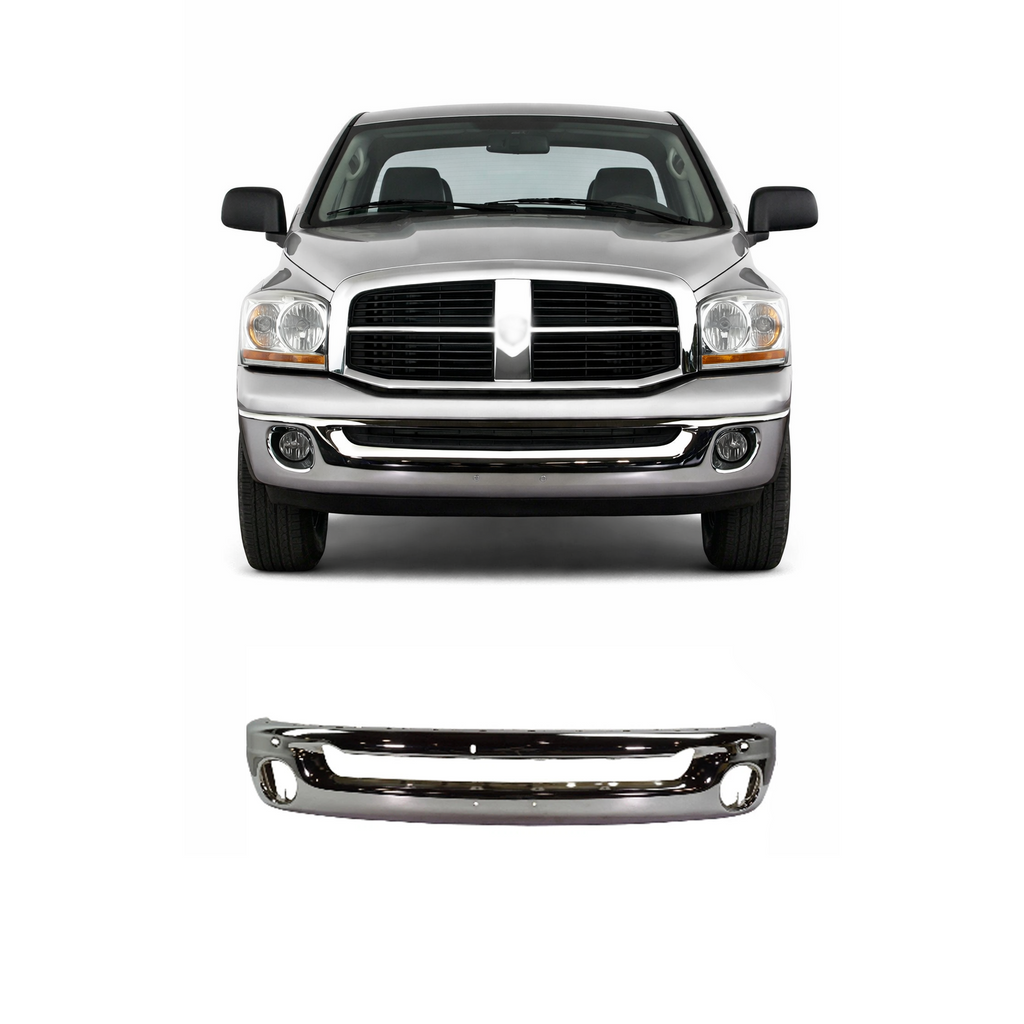 2002–2008 Dodge Ram 1500 / 2003–2009 Ram 2500 Front Bumper Chrome Steel Type 2 | OEM Fit