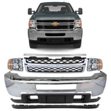 2011-2014 Chevrolet Silverado 2500HD 3500 HD Front Bumper Chrome & Headlights Kit | OEM Fit
