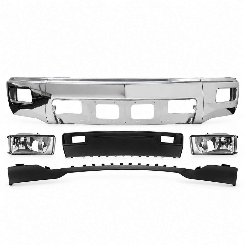 2014-2015 Chevrolet Silverado 1500 Front Bumper Chrome & Fog Lights Kit | OEM Fit