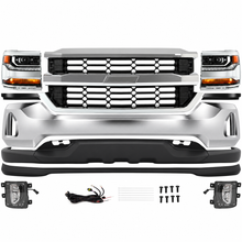 Load image into Gallery viewer, 2016-2018 Chevrolet Silverado 1500 Front Bumper Chrome &amp; Headlights Kit | OEM Fit