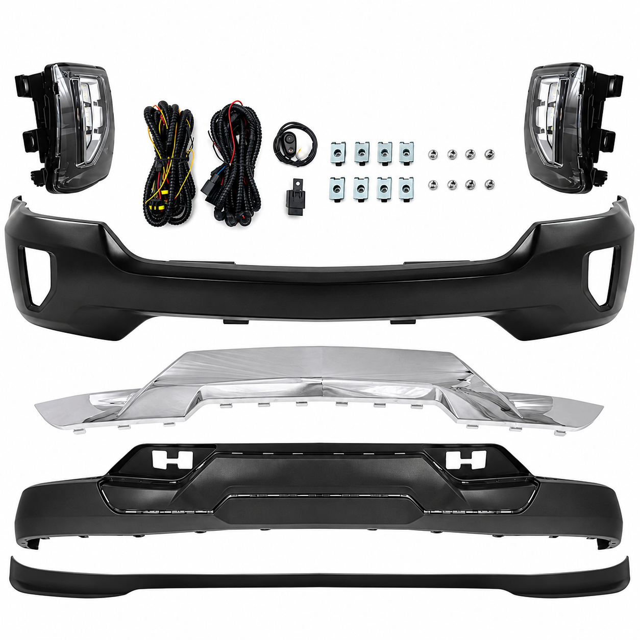 2016-2018 Chevrolet Silverado 1500 Front Bumper Chrome & Fog Lights Kit | OEM Fit