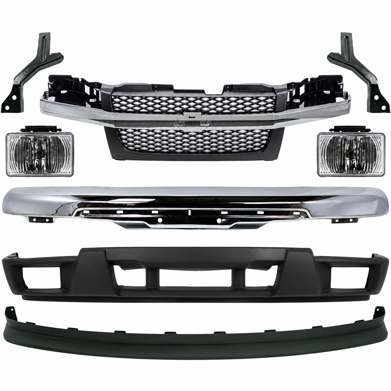 2004-2012 Chevrolet Colorado Front Chrome Bumper Kit with Grille & Fog Lights | OEM Fit