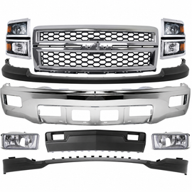 2014-2015 Chevrolet Silverado 1500 Front Bumper Chrome & Headlight Kit | OEM Fit