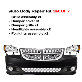 2011-2020 Dodge Grand Caravan Front Bumper Cover Primed & Headlights Assembly Kit | OEM Fit