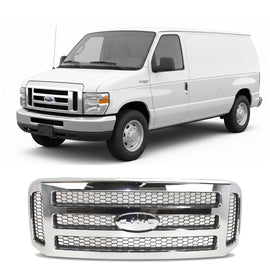 Grille Assembly For 2005-2007 Ford E - 150 Super Duty Chrome Shell/Gray Insert | OEM Fit