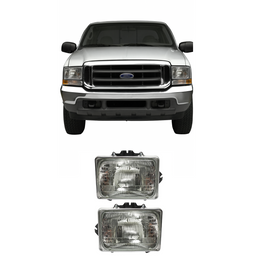 1999–2007 Ford F-250 Super Duty Headlight Set Left and Right Side Halogen w/ Bulb(s) (2-Piece Set) | OEM Fit