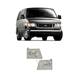 Headlights For 1999-2007 Ford E-350 Super Duty Driver & Passenger Side Halogen w/ Bulbs (Pair, Set of 2)