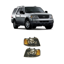 Load image into Gallery viewer, 2003–2006 Ford Expedition Headlight Set Left and Right Side Black Halogen w/ Bulb(s) | OEM Fit