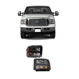 Headlights For 2005-2007 Ford F-250 Super Duty Driver & Passenger Side Halogen w/ Bulbs Black (Pair, Set of 2)