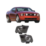 2005–2006 Ford Mustang Base / GT Headlight Set Left and Right Side Halogen w/ Bulb(s) (Set of 2) | OEM Fit
