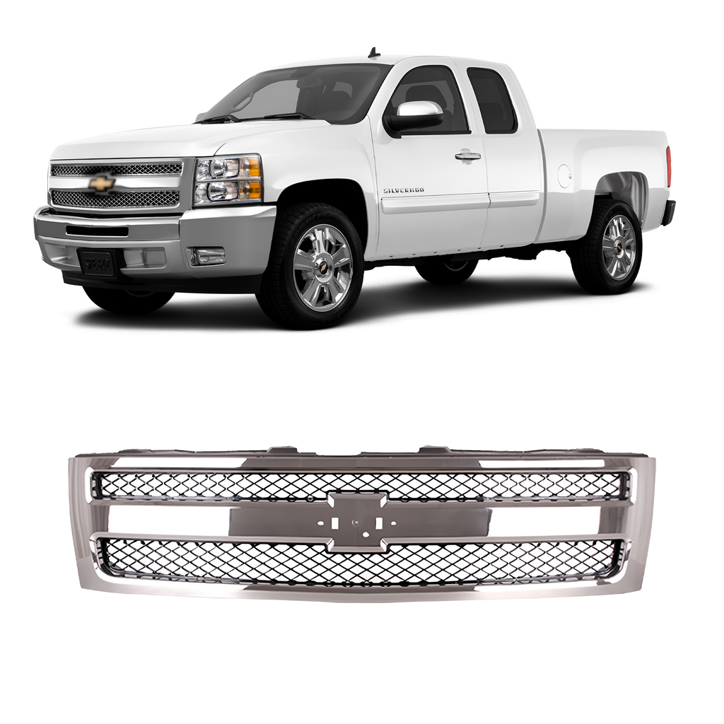 2007–2013 Chevrolet Silverado 1500 Grille  Chrome Shell with Black Insert | OEM Fit